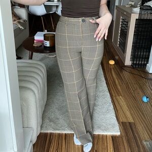 Wilfred Brown Plaid Stretchy Trouser
